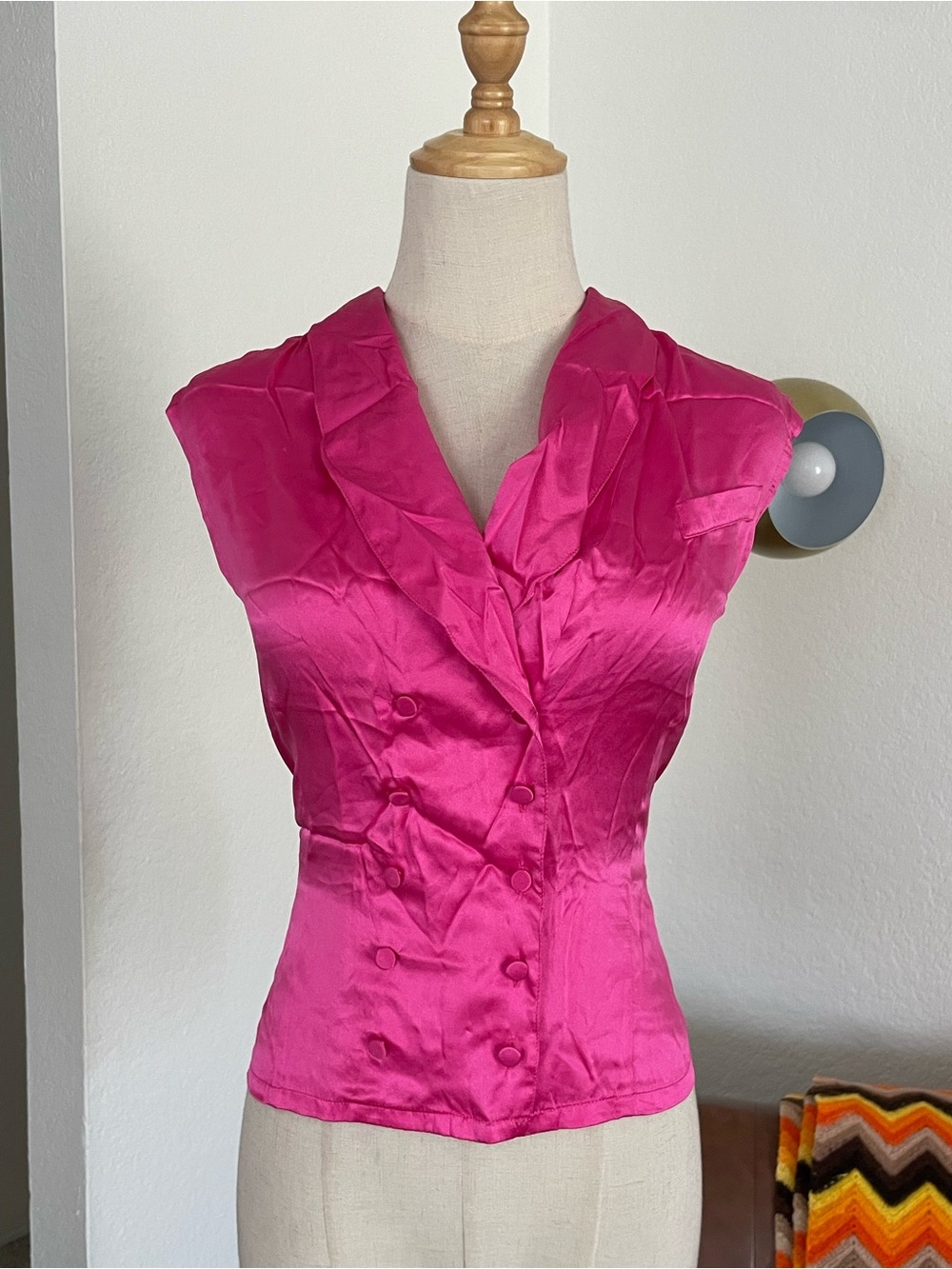 Vintage Victoria's Secret Gold Label Coquette Glam Silk Buttoned Tie Top